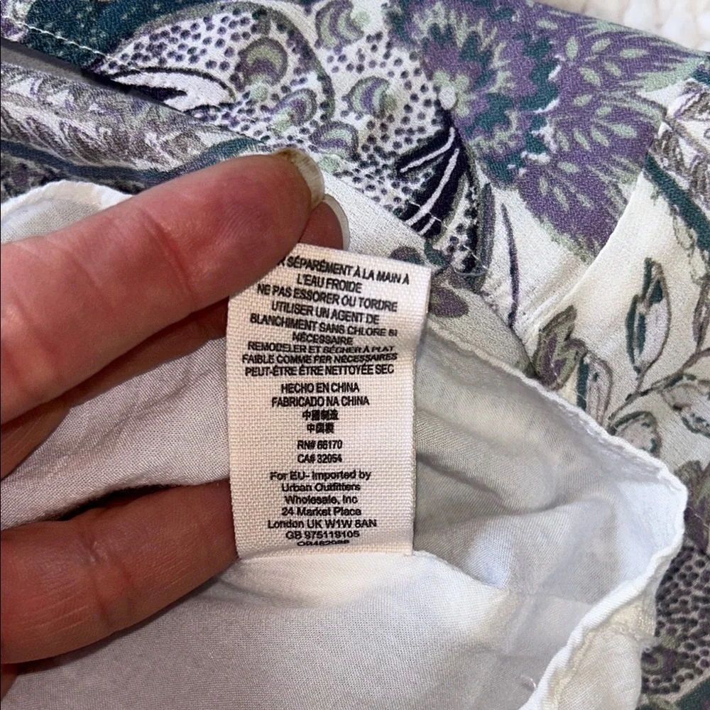 Free People White Graphic Tie Front Blouse